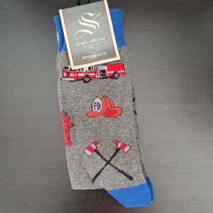 SockSmith Firefighter Themed Crew Socks - Gray and Blue